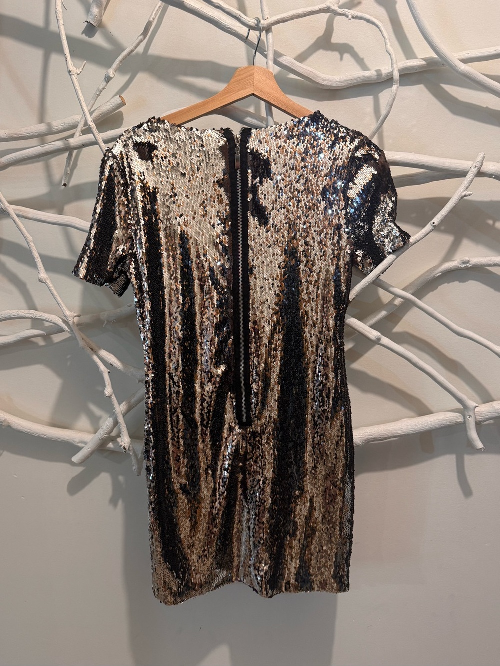 Topshop Black & Gold Sequin Mini Dress